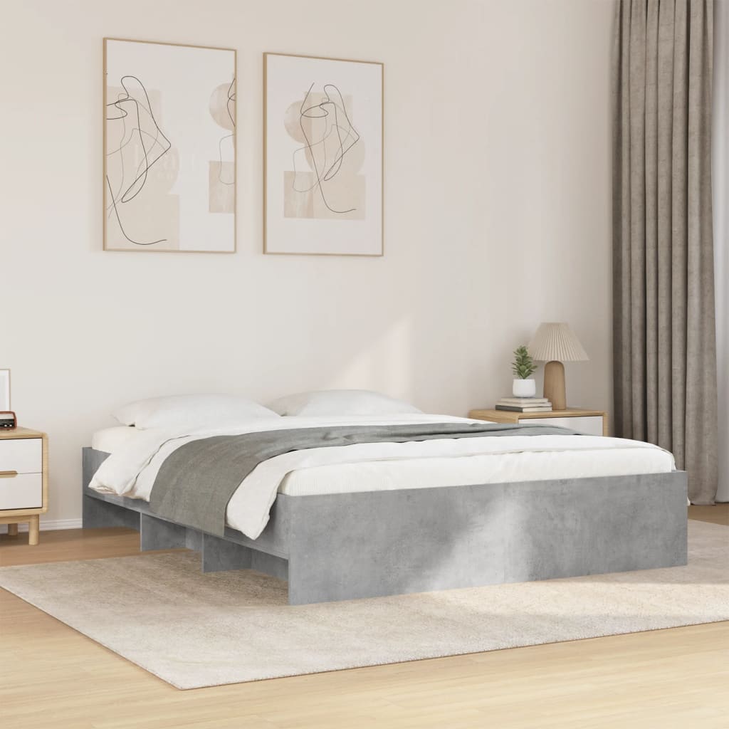 Sängram utan madrass betonggrå 160x200cm konstruerat trä