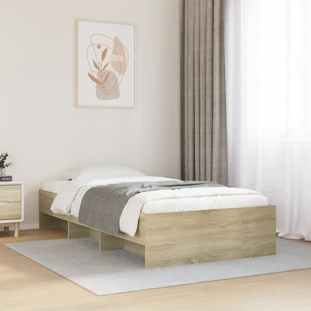 Sängram utan madrass sonoma-ek 75x190 cm konstruerad trä