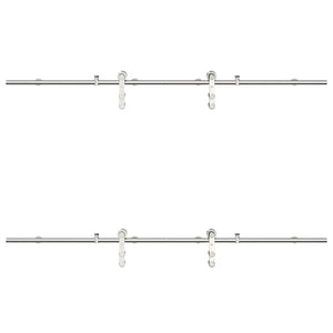 Skjutdörrsbeslag 200 cm rostfritt stål silver