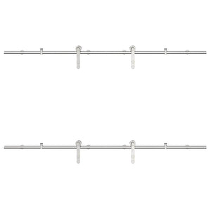 Skjutdörrsbeslag 200 cm rostfritt stål silver