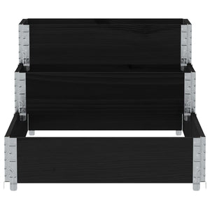Pallkrage 3 nivåer svart 120x80 cm massiv furu