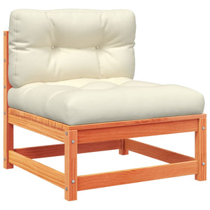 Soffgrupp för trädgården med dynor 8 delar vaxbrun massiv furu