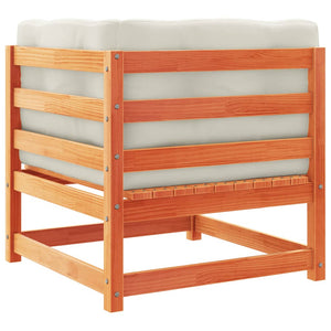 Soffgrupp för trädgården med dynor 9 delar vaxbrun massiv furu