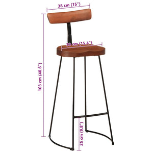 Barstolar 2 st 49x43x103 cm mango i massivt trä