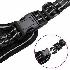 Hundsele med reflekterande ränder Justerbar svart XL