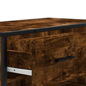 Skoskåp rökfärgad ek 75x38x97,5 cm konstruerat trä och metall