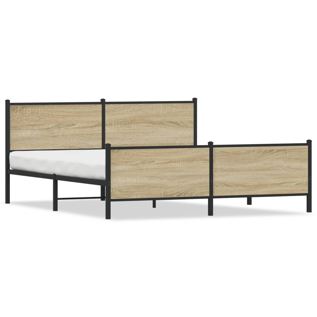 Sängram utan madrass metall sonoma-ek 200x200 cm