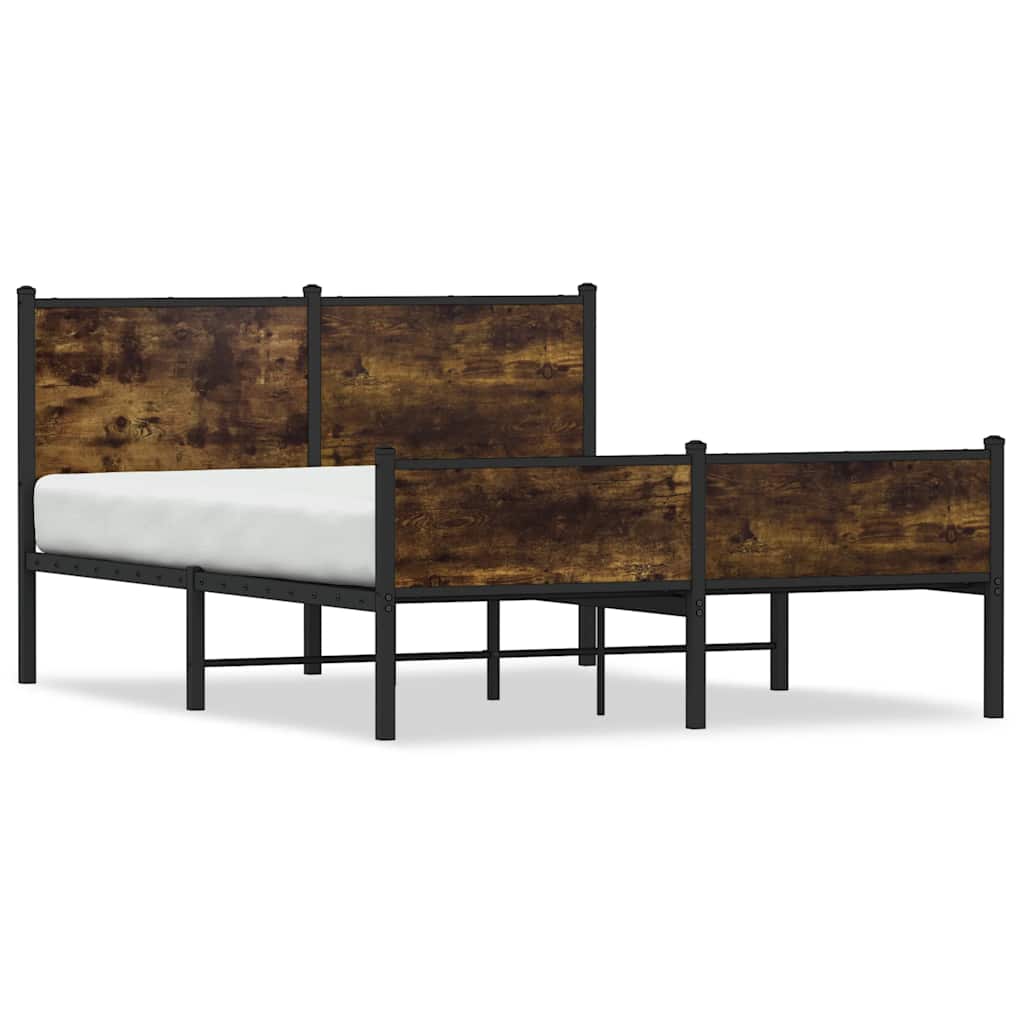 Sängram utan madrass metall rökfärgad ek 150x200 cm