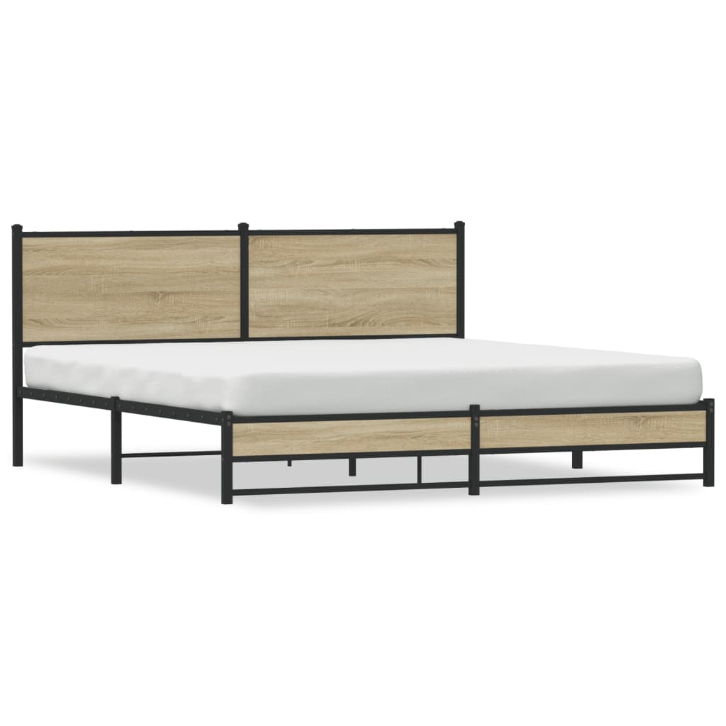 Sängram utan madrass metall sonoma-ek 180x200 cm