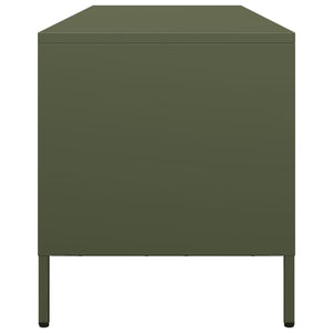 Tv-bänk olivgrön 135x39x43,5 cm kallvalsat stål