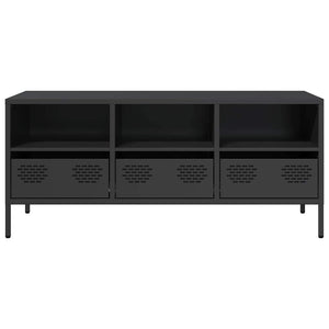 Tv-bänk svart 101,5x39x43,5 cm kallvalsat stål