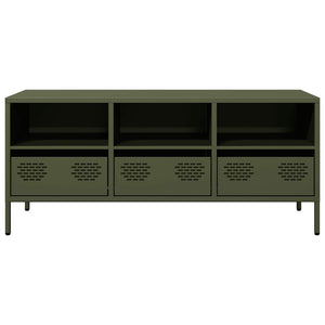 Tv-bänk olivgrön 101,5x39x43,5 cm kallvalsat stål