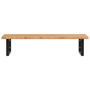 Väggmonterad handfatshylla stål och massiv ek