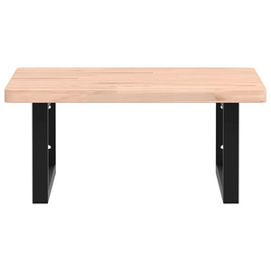 Väggmonterad handfatshylla stål och massiv bok