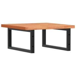 Väggmonterad handfatshylla stål och massiv bok