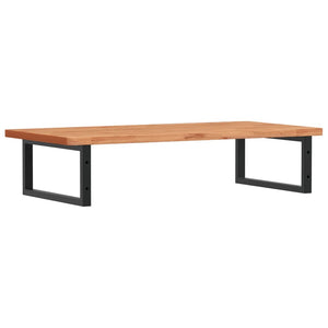 Väggmonterad handfatshylla stål och massiv bok