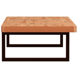 Väggmonterad handfatshylla stål och massiv bok