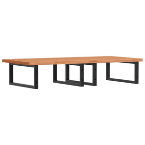 Väggmonterad handfatshylla stål och massiv bok