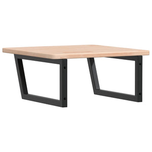 Väggmonterad handfatshylla stål och massiv ek