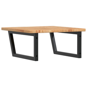 Väggmonterad handfatshylla stål och massiv ek