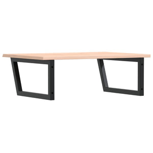 Väggmonterad handfatshylla stål och massiv ek