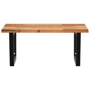 Väggmonterad handfatshylla stål och massivt akaciaträ