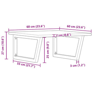 Väggmonterad handfatshylla stål och massivt akaciaträ