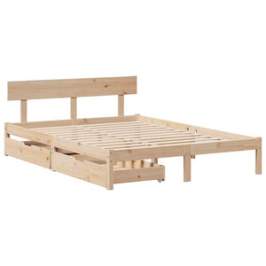 Sängram utan madrass 140x190 cm massiv furu