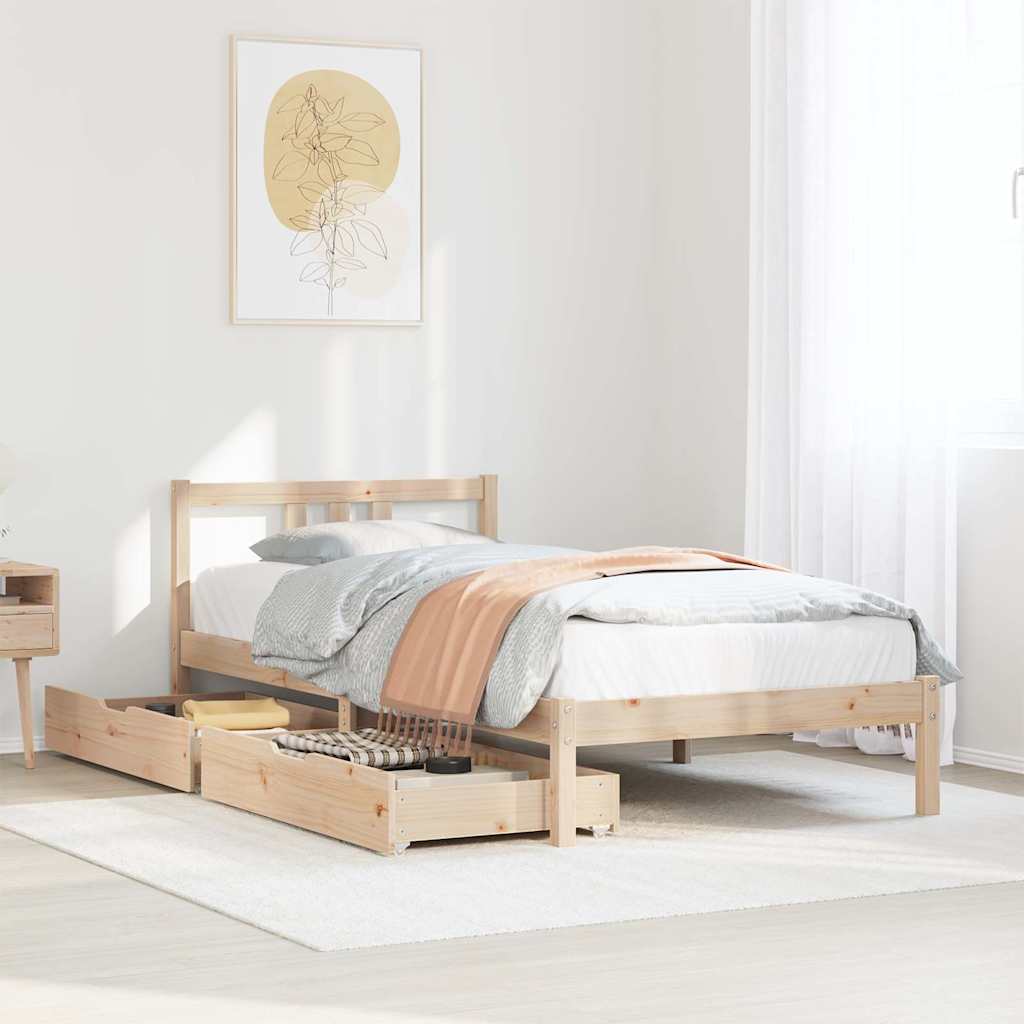 Sängram utan madrass 75x190 cm massiv furu