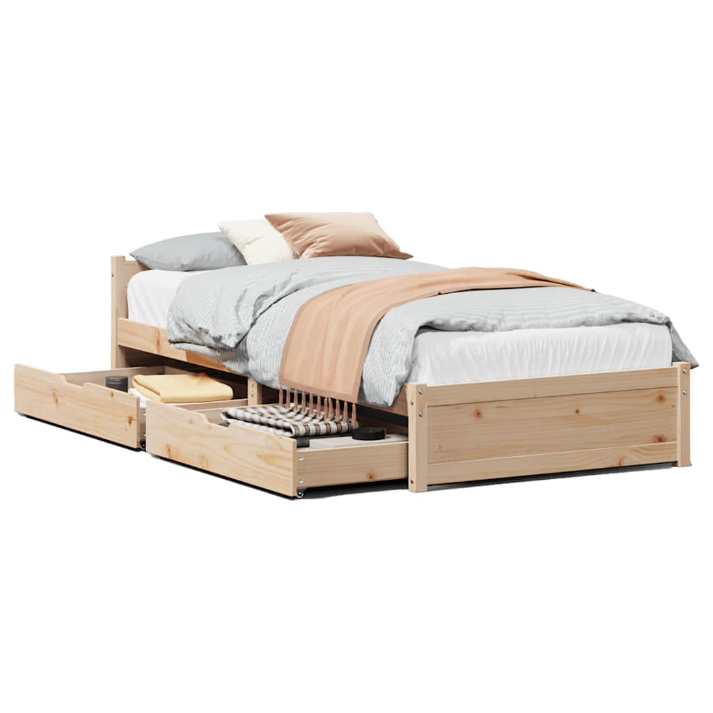 Sängram utan madrass 75x190 cm massiv furu