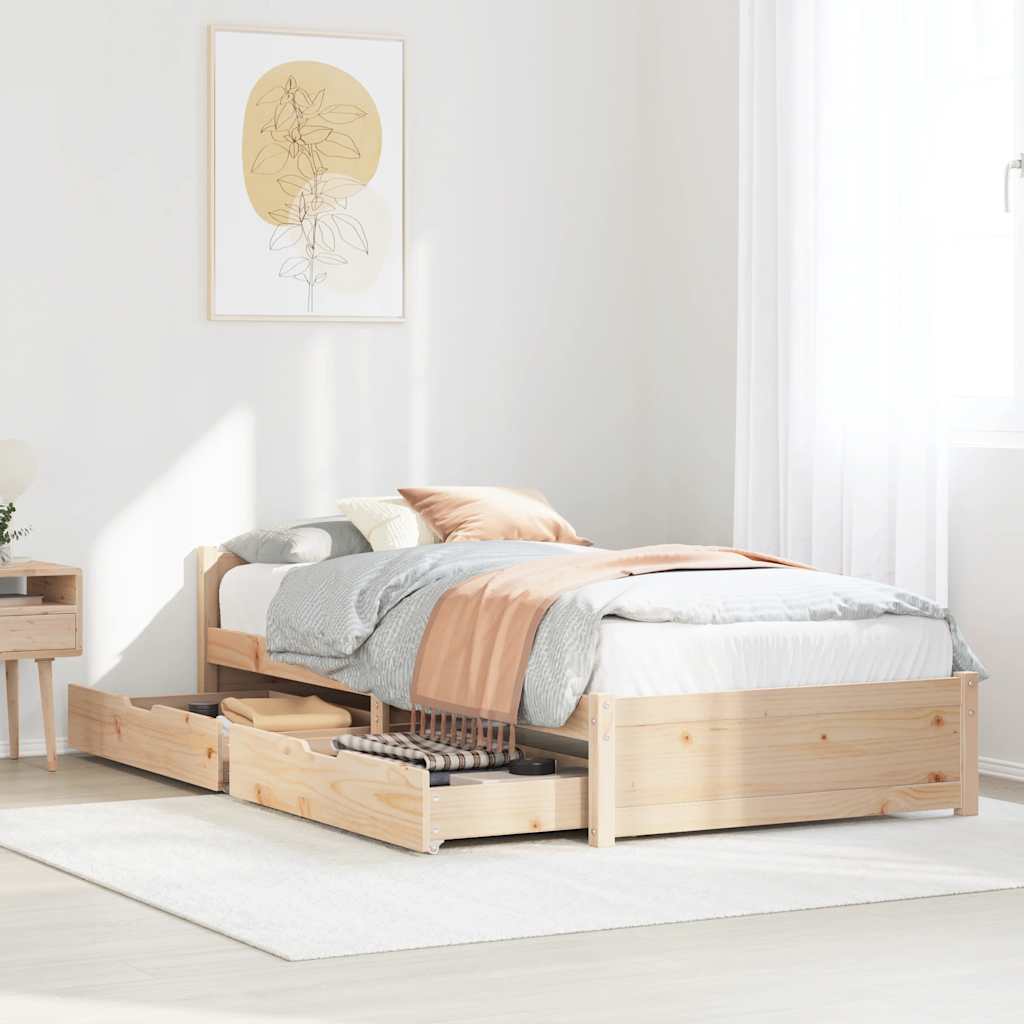 Sängram utan madrass 75x190 cm massiv furu