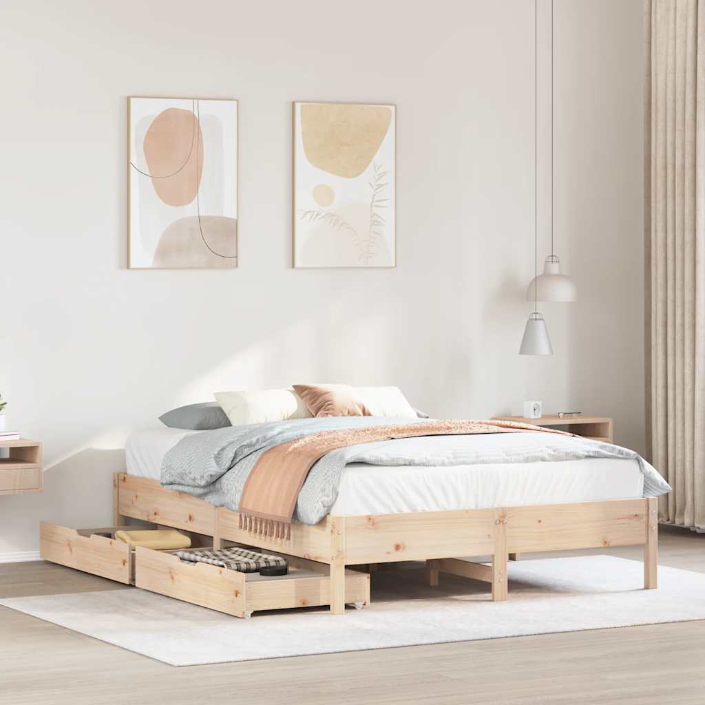 Sängram utan madrass 120x190 cm massiv furu