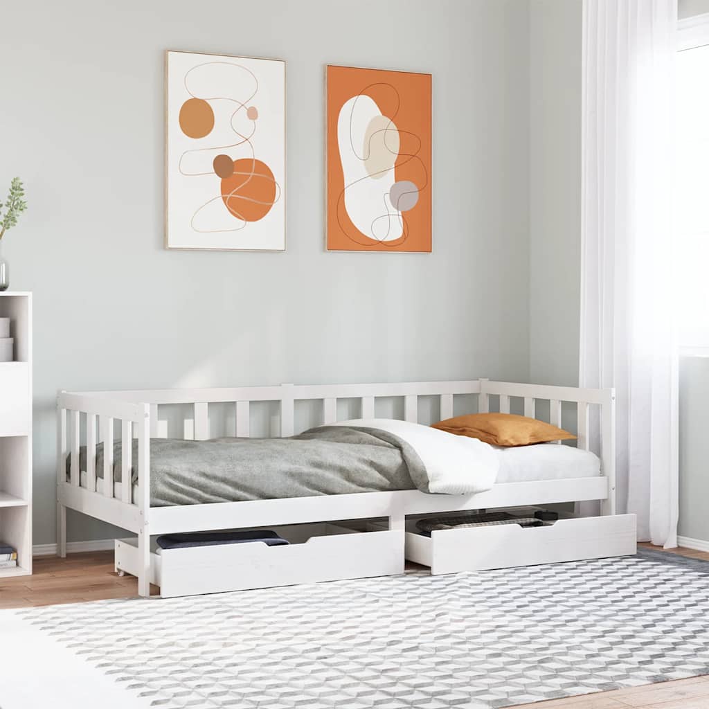 Sängsoffa 3 st Vit 80 x 200 cm Massiv furu