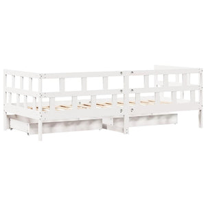 Dagbädd med lådor vit 80x200 cm massiv furu