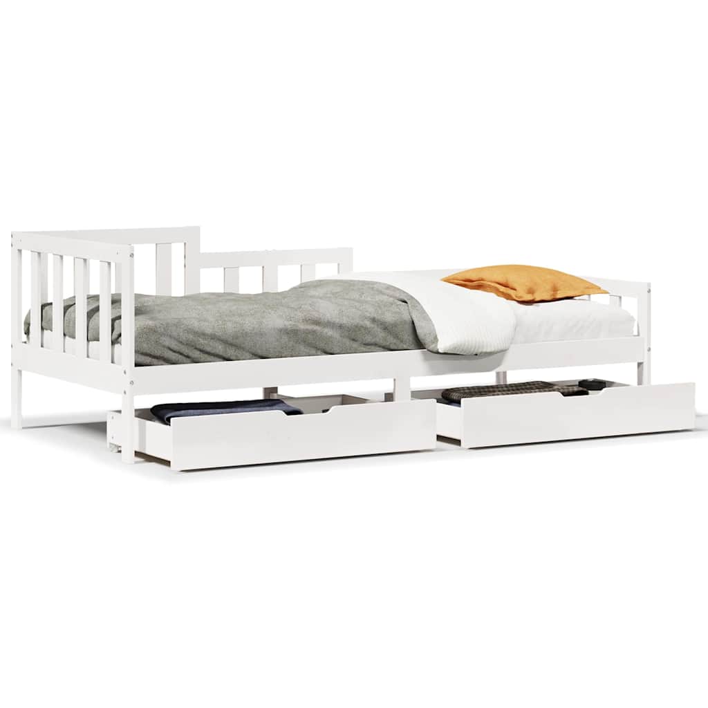 Dagbädd med lådor vit 90x200 cm massiv furu