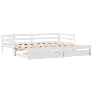 Dagbädd utdragbar med lådor utan madrass vit 90x190 cm