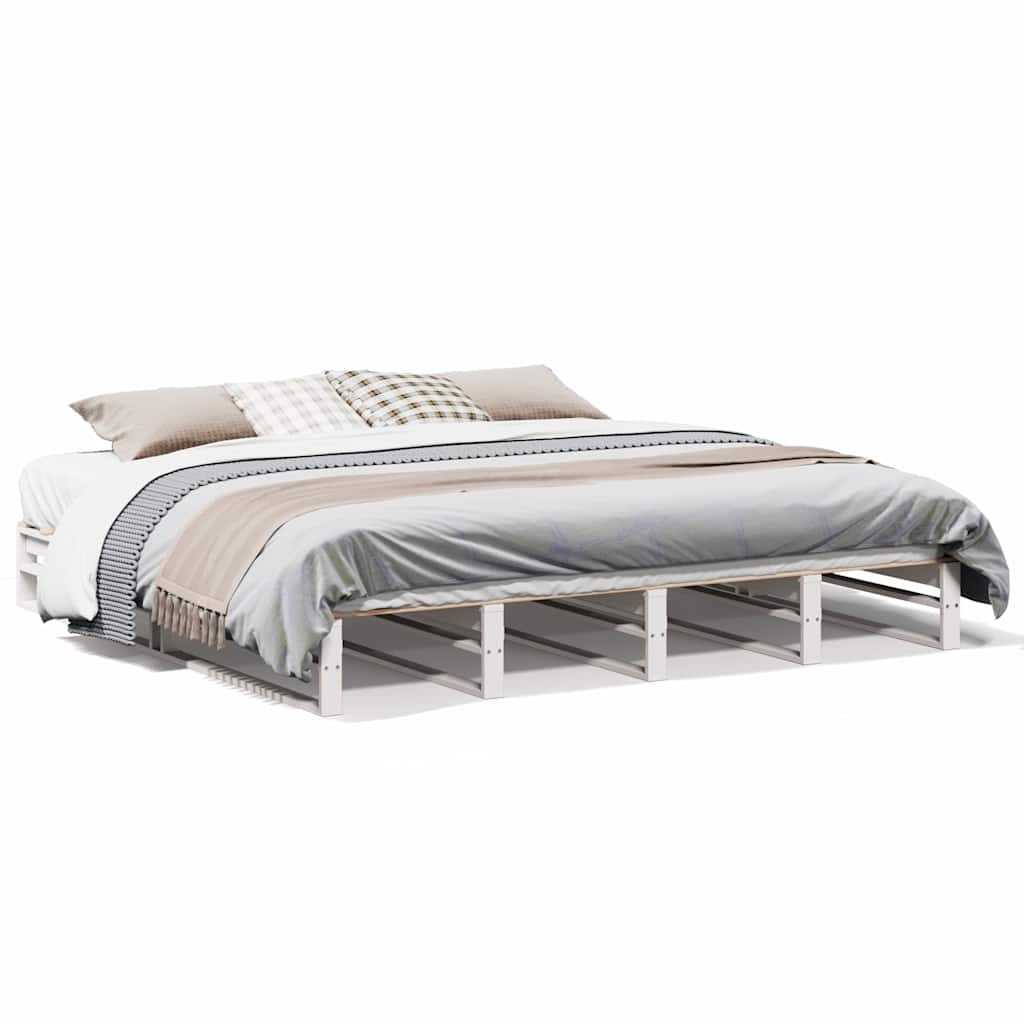 Sängram utan madrass vit 180x200 cm massiv furu