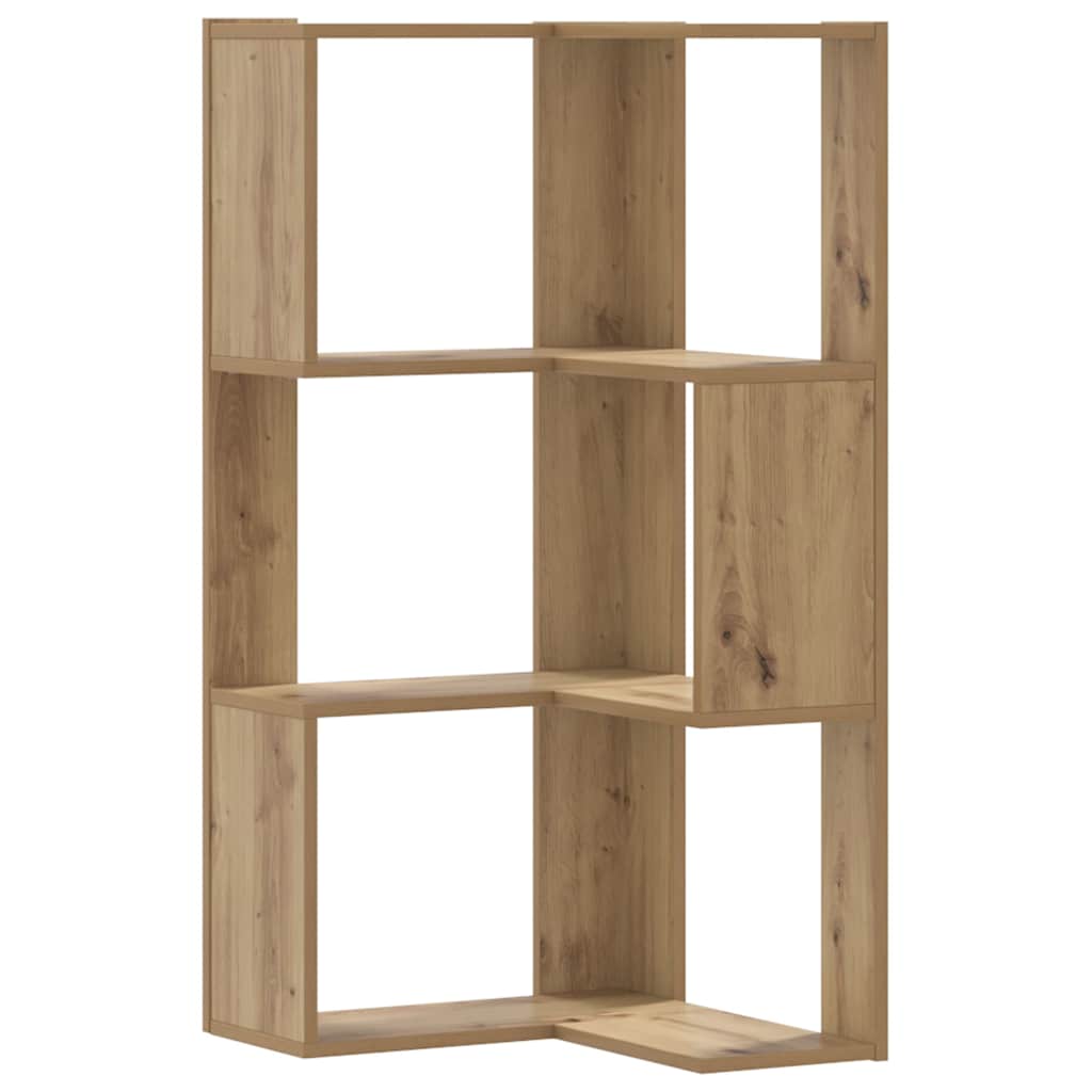 Bokhylla hörn 3 hyllplan ek 50x50x102 cm konstruerat trä