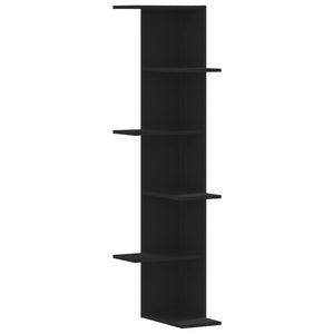 Vägghylla hörn svart 36,5x36,5x140 cm konstruerat trä