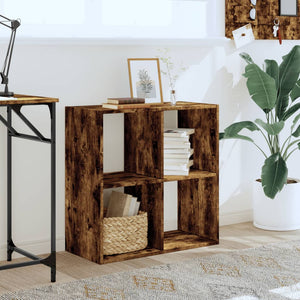 Bokhylla rökfärgad ek 68,5x32x68,5 cm konstruerat trä