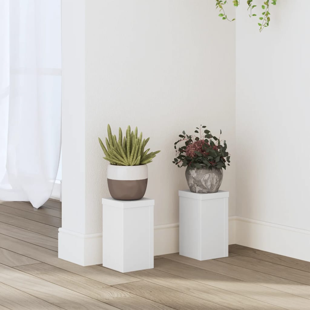 Växtställ 2 st Vit 10 x 10 x 18 cm Konstruerat trä