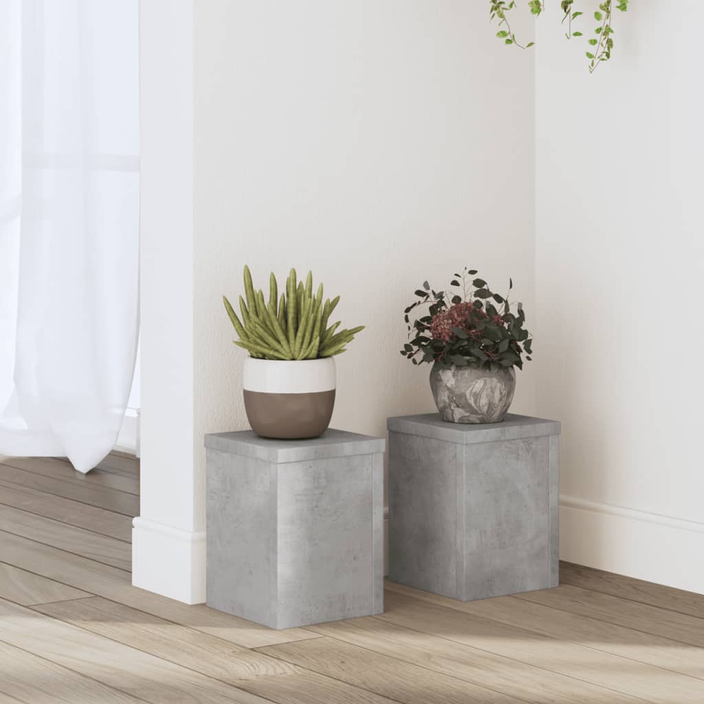 Växtställ 2 st Betonggrå 15 x 15 x 20 cm Konstruerat trä