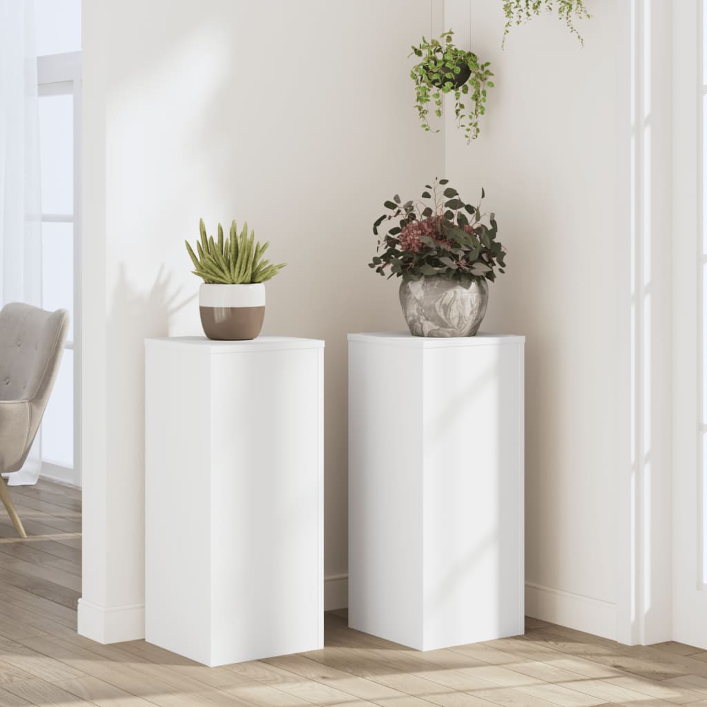 Växtställ 2 st Vit 30 x 30 x 70 cm Konstruerat trä