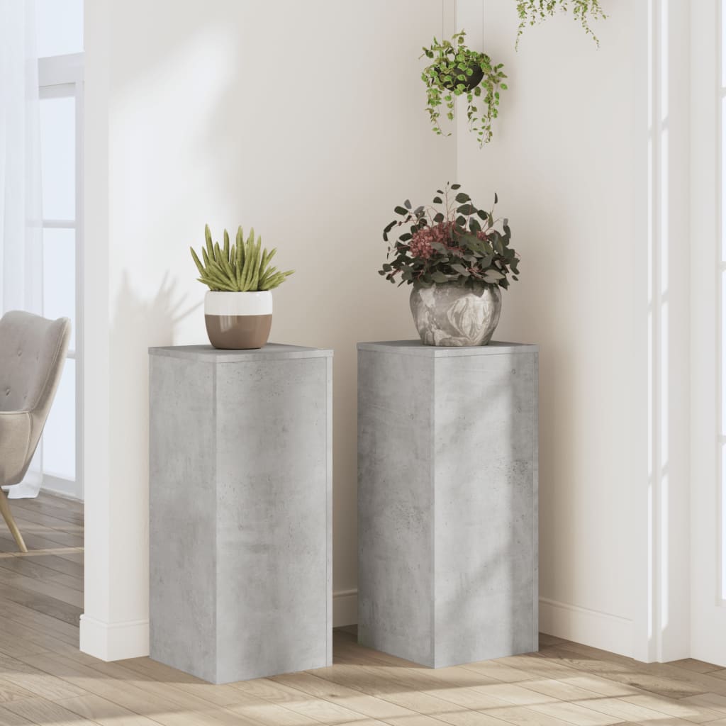 Växtställ 2 st Betonggrå 30 x 30 x 70 cm Konstruerat trä