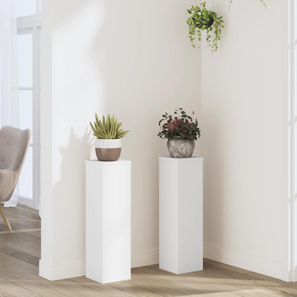 Växtställ 2 st Vit 17 x 17 x 60 cm Konstruerat trä