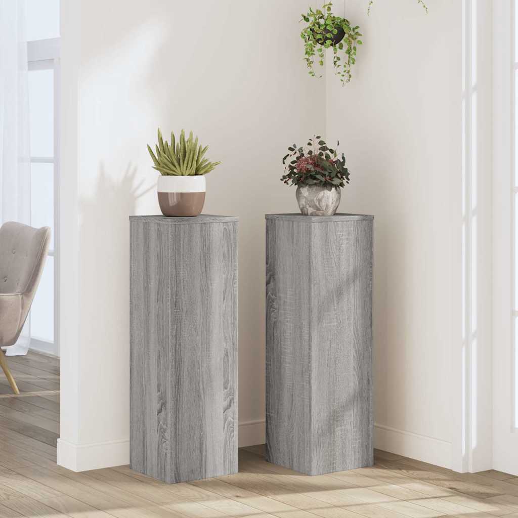 Växtställ 2 st Grå Sonoma 25 x 25 x 80 cm Konstruerat trä