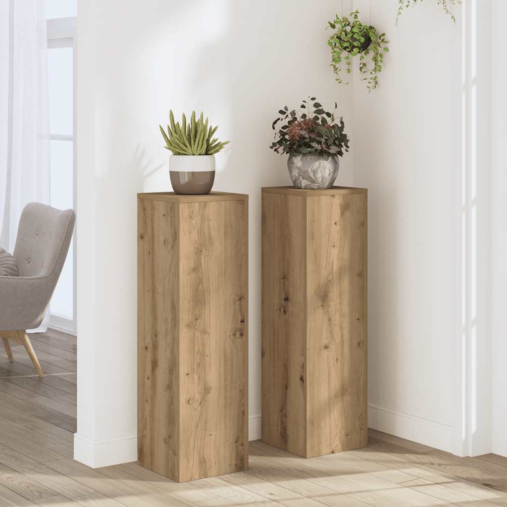Växtställ 2 st Ek 25 x 25 x 80 cm Konstruerat trä