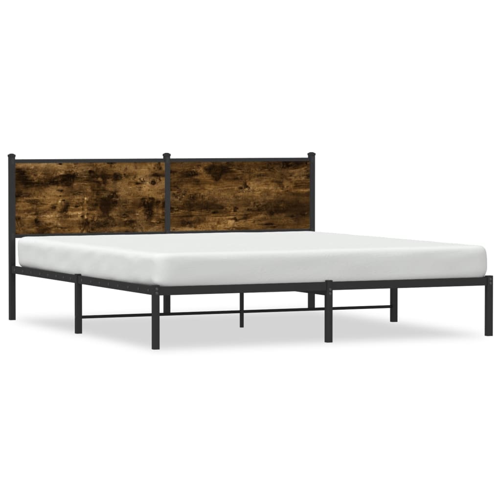Sängram utan madrass metall rökfärgad ek 160x200 cm