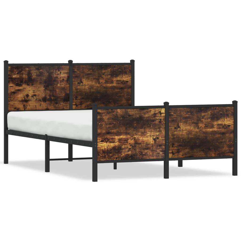 Sängram utan madrass metall rökfärgad ek 120x200 cm