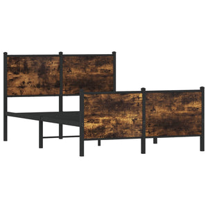 Sängram utan madrass metall rökfärgad ek 120x200 cm